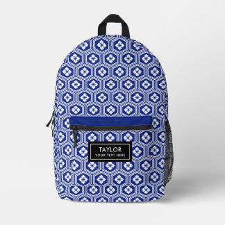 Sac À Dos Imprimé Motif Japonais Kikko Bleu