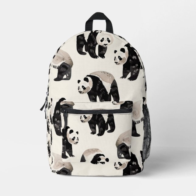 Sac À Dos Imprimé Motif Panda Carrelé (Recto)