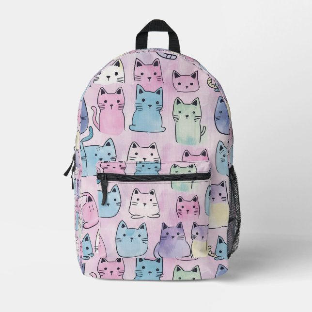 Sac À Dos Imprimé Motif Pastel Carrelé (Recto)