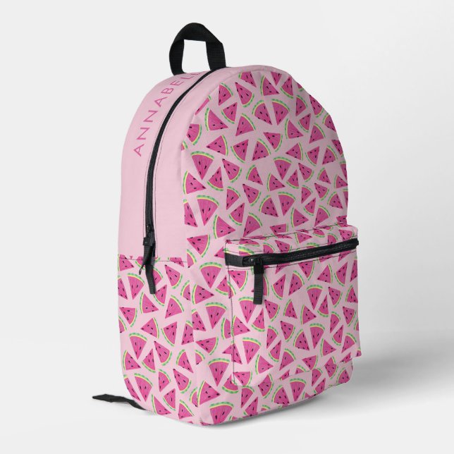 Sac À Dos Imprimé Motif Pastèque Tropical Rose (Coin arrière gauche)