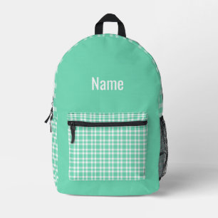 Sac À Dos Imprimé Motif Personnalisé à Carreaux Blanc Aquamarine