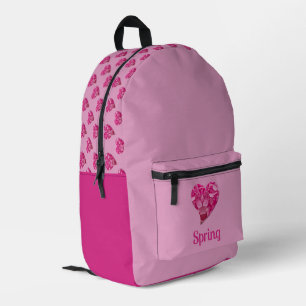 Sac À Dos Imprimé Motif personnalisé Cute Rose Hydrangea Hearts