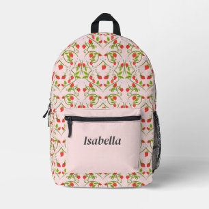 Sac À Dos Imprimé Motif personnalisé de fleurs de fraisier à l'aquar