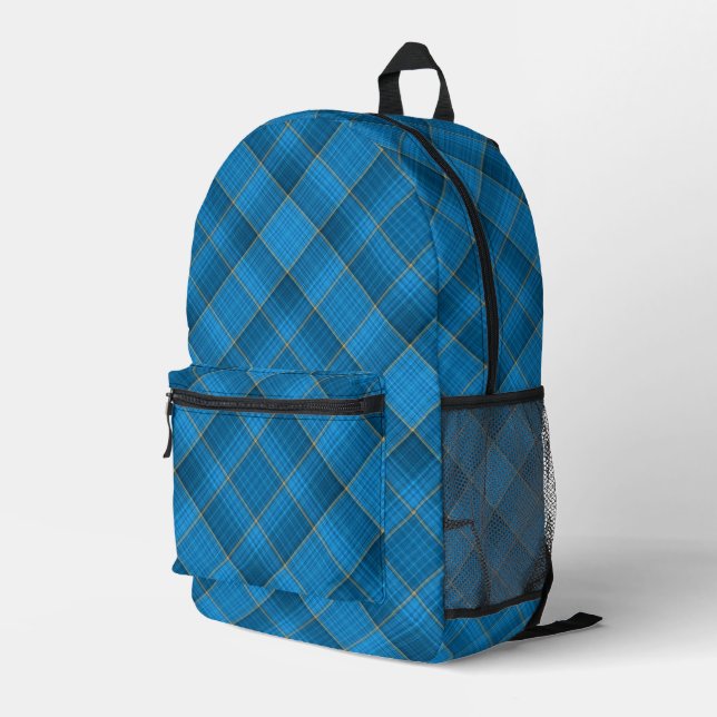 Sac À Dos Imprimé Motif Plaid Bleu Anglais (Coin arrière droit)