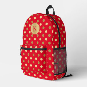 Sac À Dos Imprimé Motif pois d'or en rouge