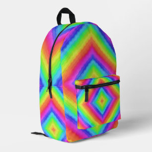 Sac À Dos Imprimé Motif psychédélique carré coloré ondulé 