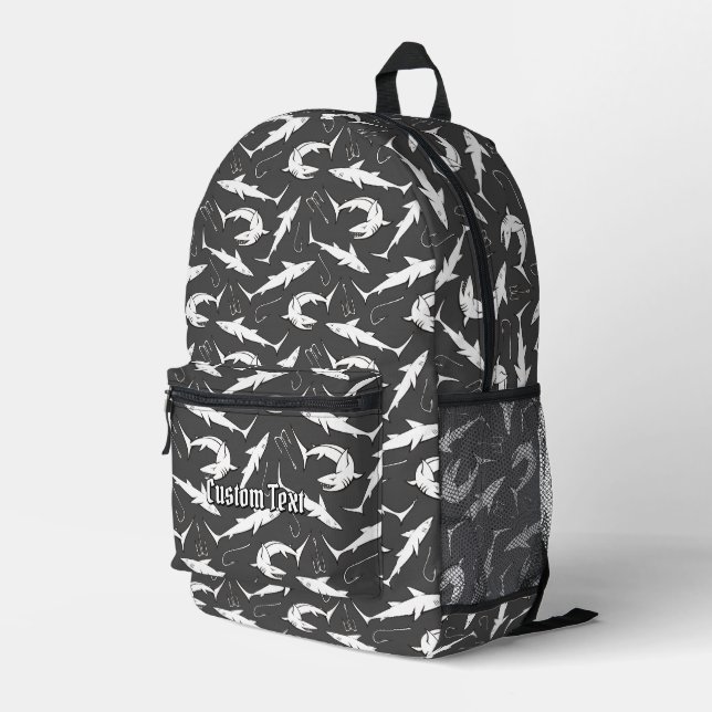 Sac À Dos Imprimé Motif requins et crochets (Coin arrière droit)
