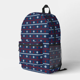 Sac À Dos Imprimé Motif Rouge Blanc Et Bleu Océan