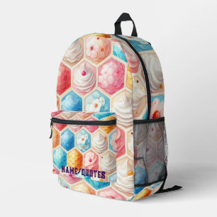 Sac À Dos Imprimé Motif sans couture de dessert en nid d'abeille mig