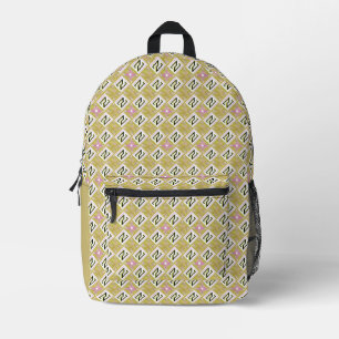 Sac À Dos Imprimé Motif tribal géométrique olive et magenta moderne
