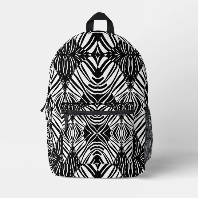 Sac À Dos Imprimé Motif tribal noir blanc (Recto)