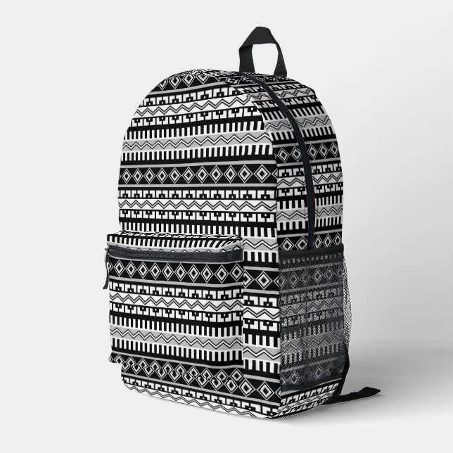 Sac À Dos Imprimé Motifs géométriques noirs et blancs du sud-ouest (Coin arrière droit)