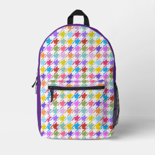 Sac À Dos Imprimé Multicolor Houndstooth+Motif blanc
