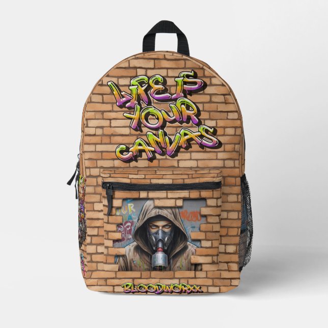 Sac À Dos Imprimé Mur Graffiti (Recto)
