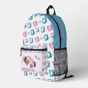 Sac À Dos Imprimé musique K-pop hallyu fan noir bleu rose deux photo