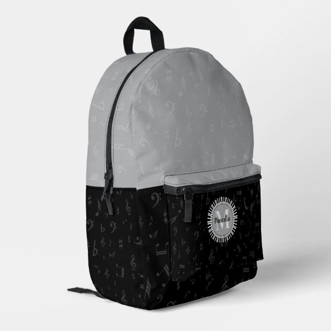 Sac À Dos Imprimé Musique Monogramme contemporaine subtile (Coin arrière gauche)