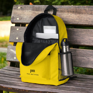 Sac À Dos Imprimé Mustard Jaune Simple Nom minimal et Monogramme
