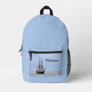Sac À Dos Imprimé Nautical Schooner Blue Ciel personnel