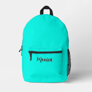 Sac À Dos Imprimé Neon Turquoise et Black 3D Nom personnalisé