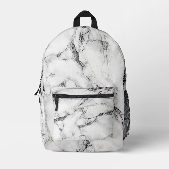 Sac À Dos Imprimé Noir Et Blanc Marbré (Recto)