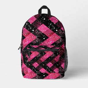 Sac À Dos Imprimé Noir Et Rose Tissé Avec Parties scintillant