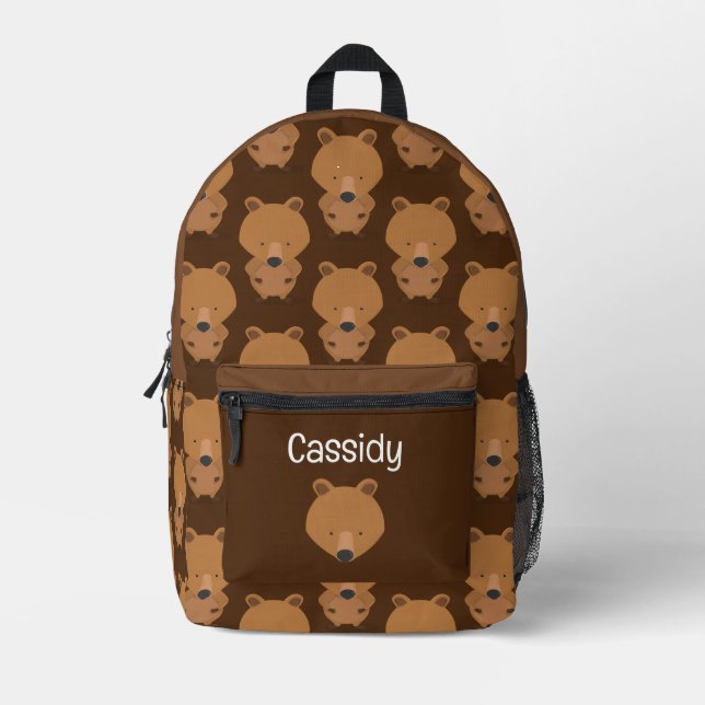 Sac À Dos Imprimé Nom de l'ours animal mignon (Recto)