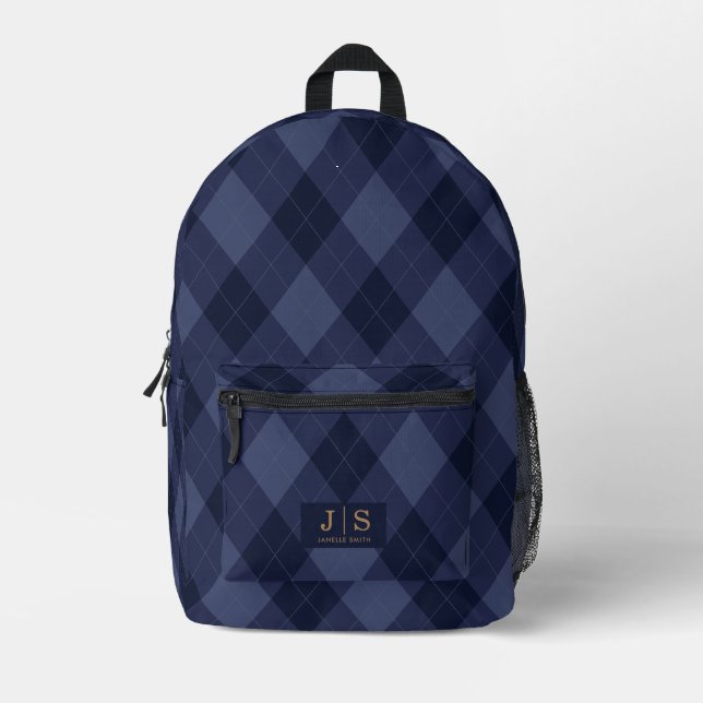 Sac À Dos Imprimé Nom de monogramme personnalisé (Recto)