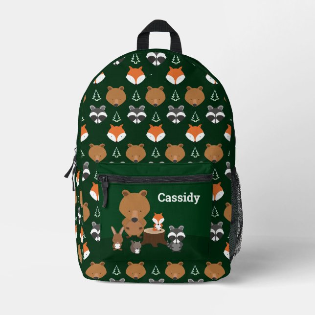 Sac À Dos Imprimé Nom des enfants d'animaux de bois (Recto)