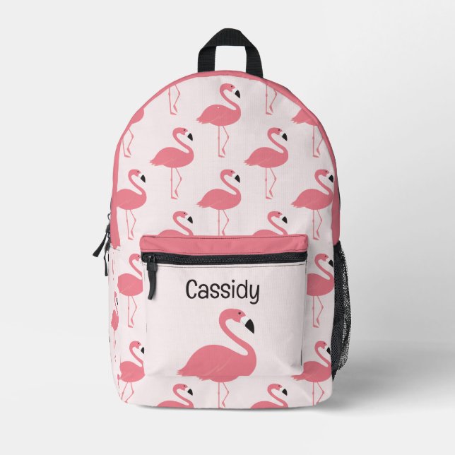 Sac À Dos Imprimé Nom des enfants Flamant rose rose animal (Recto)