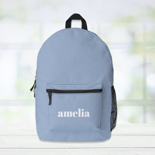 Sac À Dos Imprimé Nom du monogramme bleu moderne