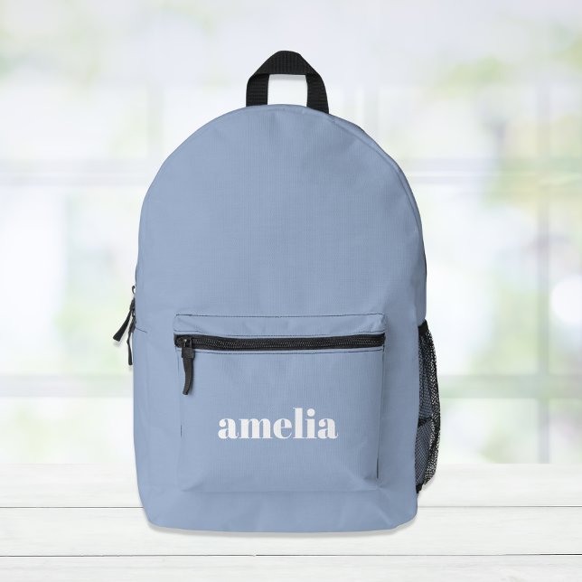 Sac À Dos Imprimé Nom du monogramme bleu moderne (Créateur téléchargé)