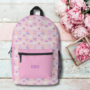 Sac À Dos Imprimé Nom du monogramme En vichy Coquette Bows Filles ro