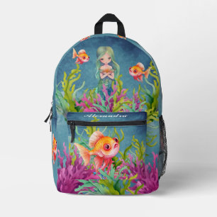 Sac À Dos Imprimé Nom du monogramme Mermaid Beach bleu Turquoise