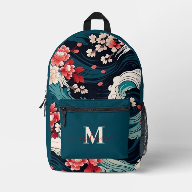 Sac À Dos Imprimé Nom du monogramme personnalisé Sakura japonais mod (Recto)