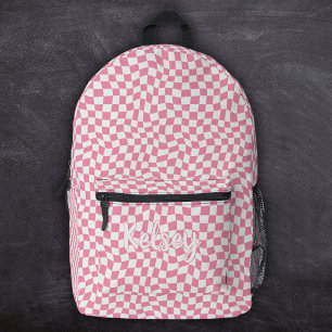 Sac À Dos Imprimé Nom du monogramme rose de la Vague rétro