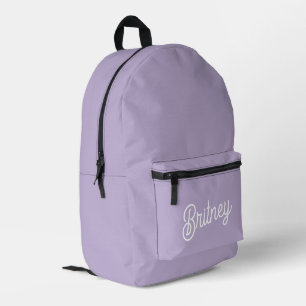 Sac À Dos Imprimé Nom du monogramme violet de lavande chic personnal