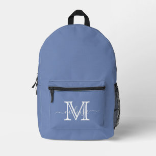 Sac À Dos Imprimé Nom et monogramme bleu élégant