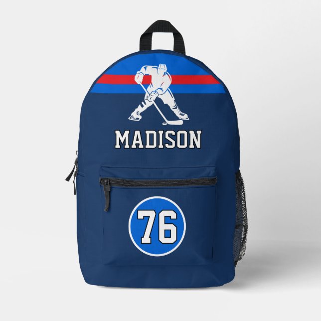 Sac À Dos Imprimé Nom et numéro de joueur de hockey sur glace person (Recto)