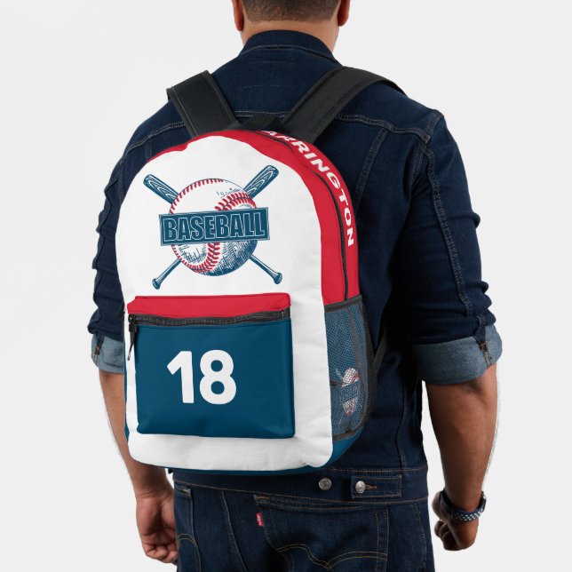 Sac À Dos Imprimé Nom et numéro personnalisés Baseball (Insitu (Modèle))