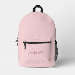 Sac À Dos Imprimé Nom manuscrit Blush Rose Solide Couleur Feminine