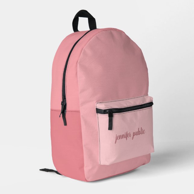 Sac À Dos Imprimé Nom manuscrit personnalisé Blush Pink mignon éléga (Coin arrière gauche)