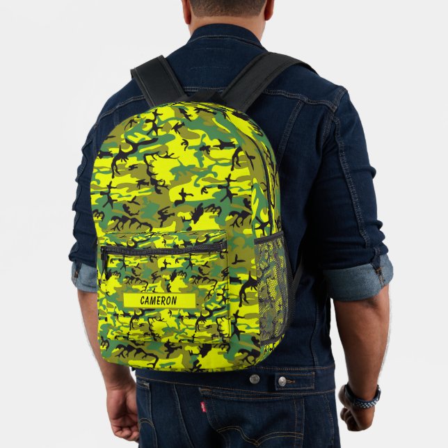 Sac À Dos Imprimé Nom personnalisé Camouflage vert jaune militaire (Insitu (Modèle))