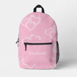 Sac À Dos Imprimé Nom personnalisé Cute Fun Heart Motif rose