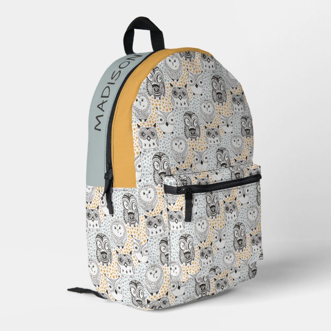 Sac À Dos Imprimé Nom personnalisé Cute Owl Motif (Coin arrière gauche)