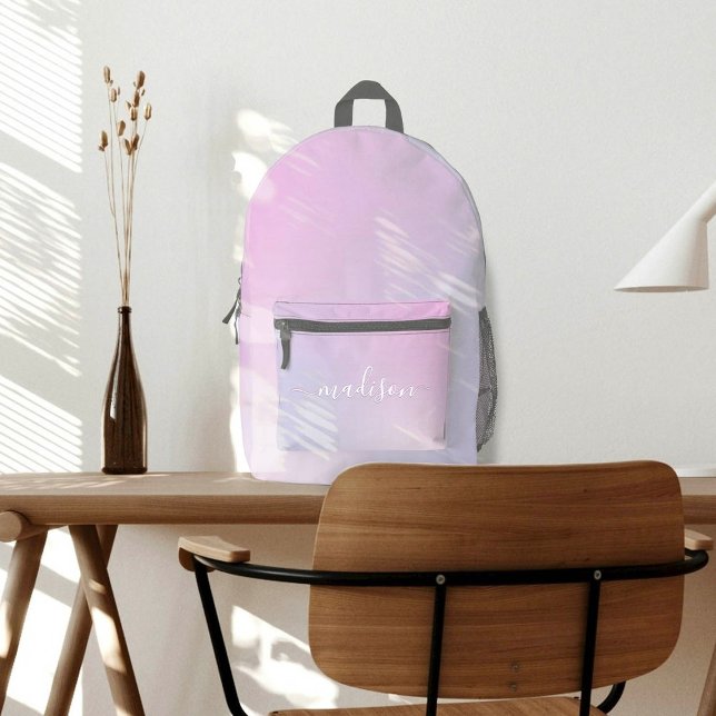 Sac À Dos Imprimé Nom personnalisé Cute Rose Rainbow (Créateur téléchargé)