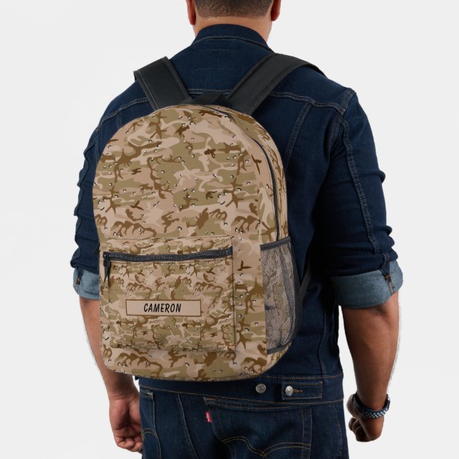 Sac À Dos Imprimé Nom personnalisé Desert Gulf Camouflage Brown (Insitu (Modèle))