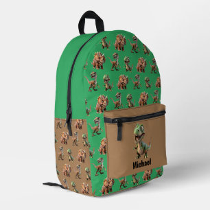Sac À Dos Imprimé Nom personnalisé Dinosaur Boy's Green & Brown Back