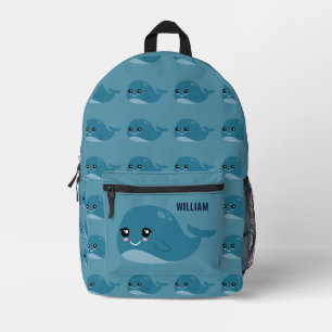 Sac À Dos Imprimé Nom personnalisé du Motif de baleines mignonnes