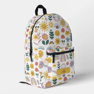 Sac À Dos Imprimé Nom personnalisé du soleil et des fleurs de la fil