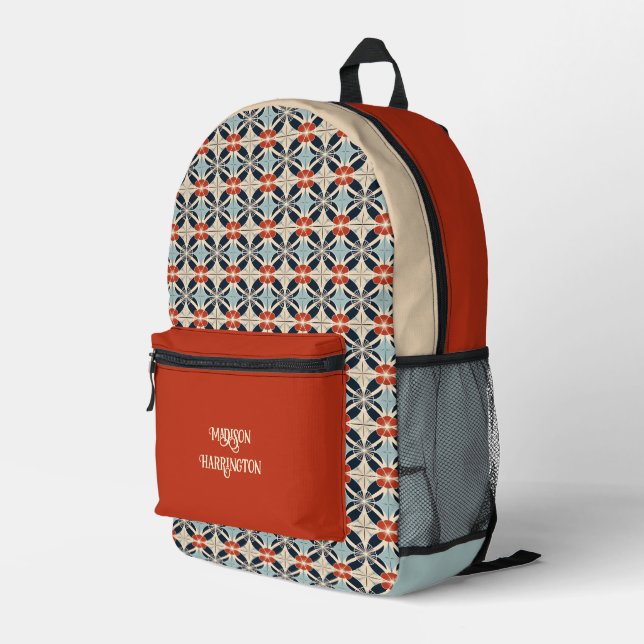 Sac À Dos Imprimé Nom personnalisé Floral Motif japonais (Coin arrière droit)
